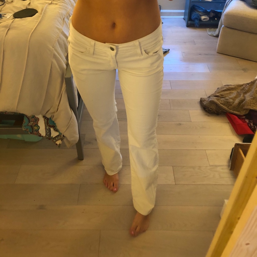 White Levi low rise boot cut